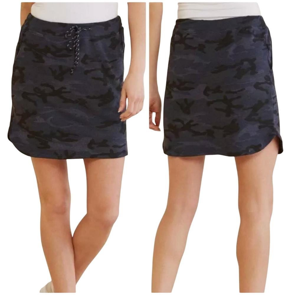 Sundry Womens Army Camo Drawstring Waist Mini Skirt Terry Cloth Interior Size 1